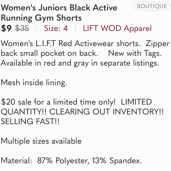 Women's Juniors Black Active Running Gym Shorts - Picture 3 of 3